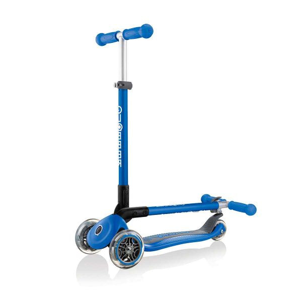 קורקינט לילדים 3 גלגלים גלובר פרימו מתקפל Globber Primo foldable היגוי בהטייה, גובה מתכוונן, צבע כחול