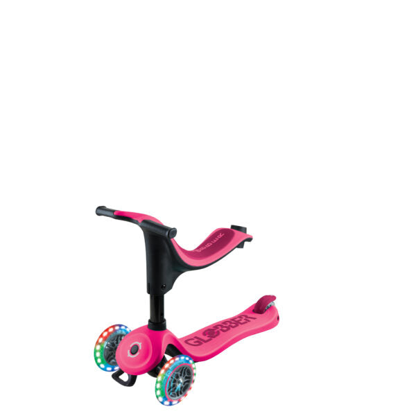 קורקינט 3 גלגלים גלובר גו אפ ספורטי Globber Go Up Sporty 360 נסיעה ב דחיפה/ ישיבה / עמידה 3 ב1 צבע ורוד
