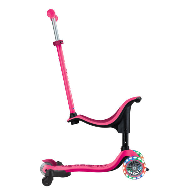 קורקינט 3 גלגלים גלובר גו אפ ספורטי Globber Go Up Sporty 360 נסיעה ב דחיפה/ ישיבה / עמידה 3 ב1 צבע ורוד