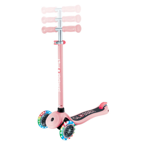 קורקינט לילדים 3 גלגלים גלובר פרימו עם אורות Globber Primo Lights היגוי בהטייה, גובה מתכוונן, צבע ירוק אמרלד