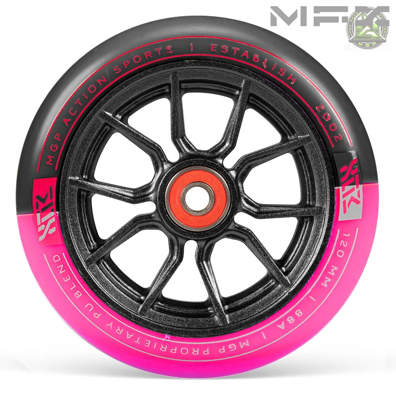 גלגל סינדיקט 120ממ MFX Syndicate AR120 wheel ליבת אלומיניום שחורה וצמיג שני צבעים שחור ורוד