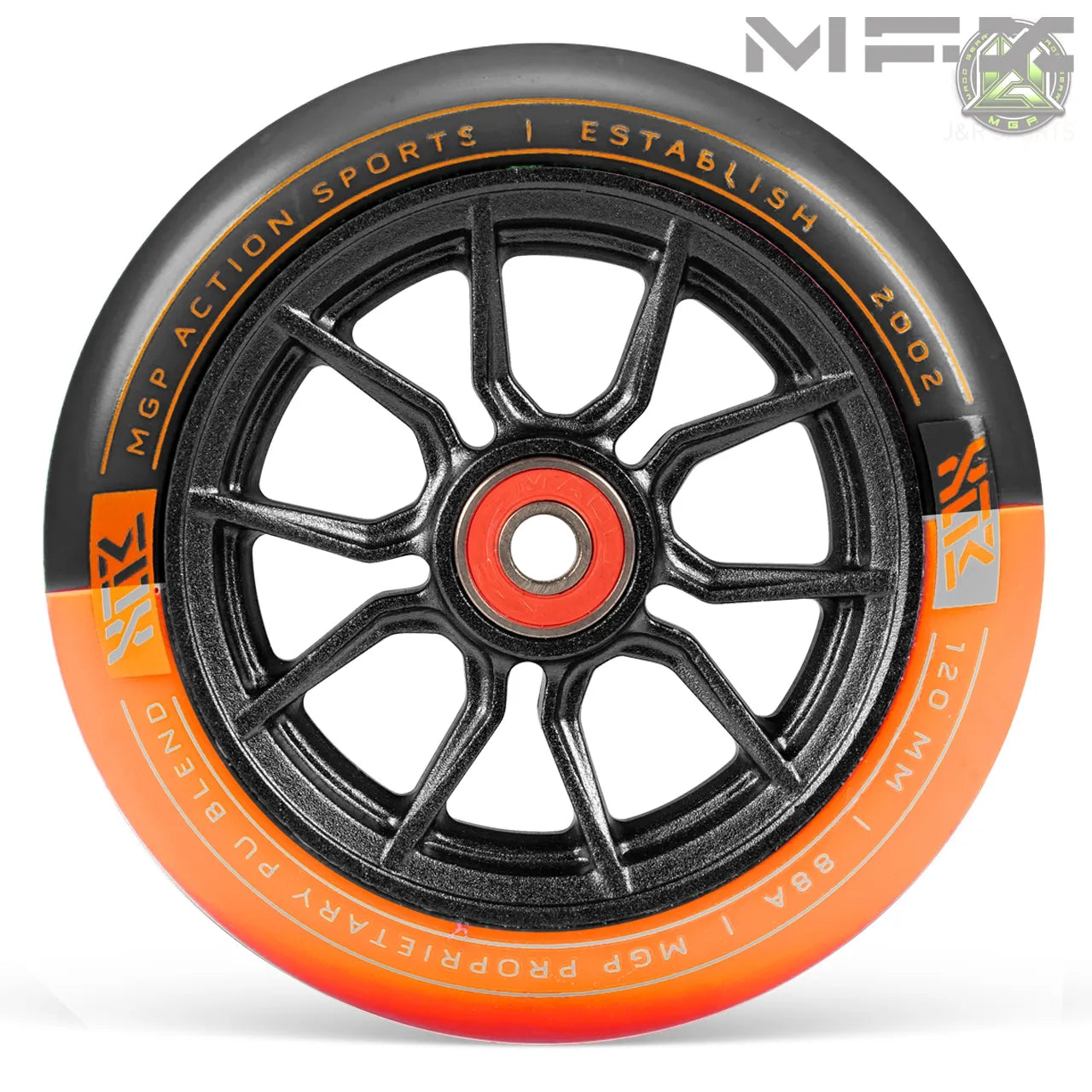 גלגל סינדיקט 120ממ MFX Syndicate AR120 wheel ליבת אלומיניום שחורה וצמיג שני צבעים שחור לבן