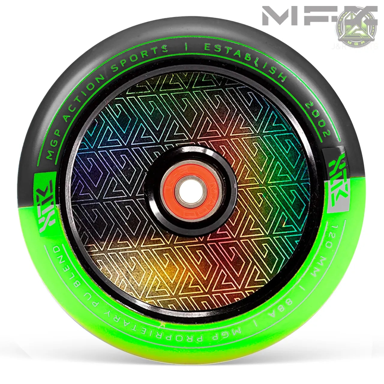 גלגל 120ממ MFX Corrupt קורפט ליבת אלומיניום מלאה וחלולה שחור ירוק ליים