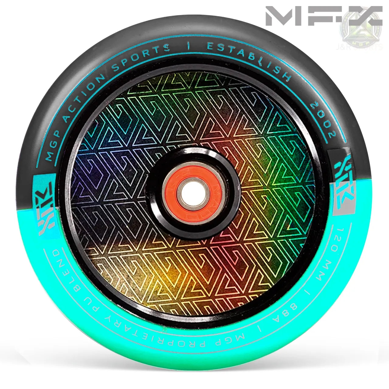 גלגל 120ממ MFX Corrupt קורפט ליבת אלומיניום מלאה וחלולה שחור תכלת