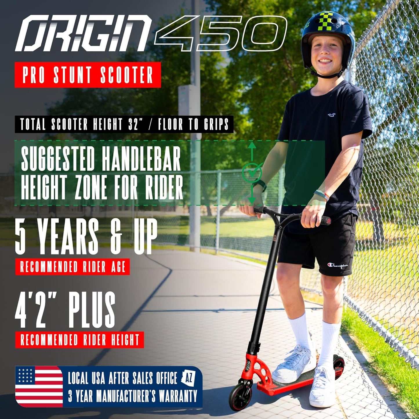 קורקינט פעלולים אוריג'ין 450 MGP ORIGIN הסדרה קלת המשקל צבע אדום מבריק