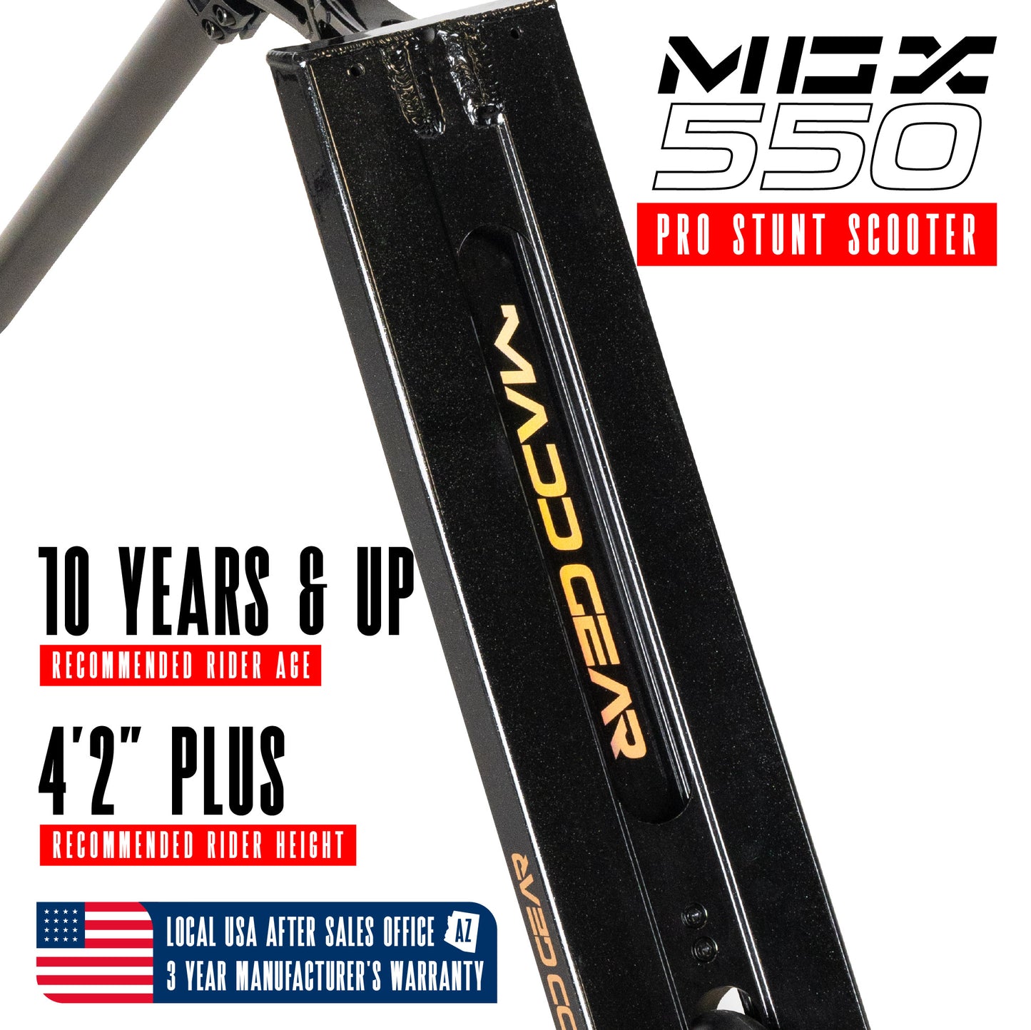 קורקינט פעלולים אם ג'י אקס 550 MGP MGX הסדרה קלת המשקל צבע שחור