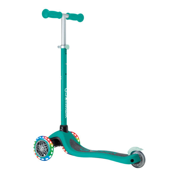 קורקינט לילדים 3 גלגלים גלובר פרימו עם אורות lobber Primo Lights היגוי בהטייה, גובה מתכוונן, צבע ורוד פוקסיה