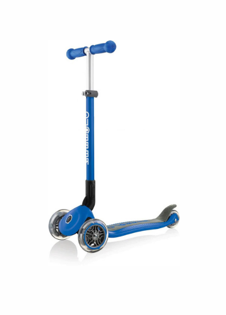 קורקינט לילדים 3 גלגלים גלובר פרימו מתקפל Globber Primo foldable היגוי בהטייה, גובה מתכוונן, צבע כחול