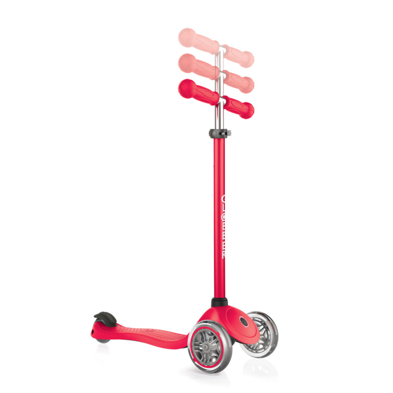 קורקינט לילדים 3 גלגלים גלובר פרימו Globber Primo מנגנון היגוי בהטייה, גובה מתכוונן, צבע אדום