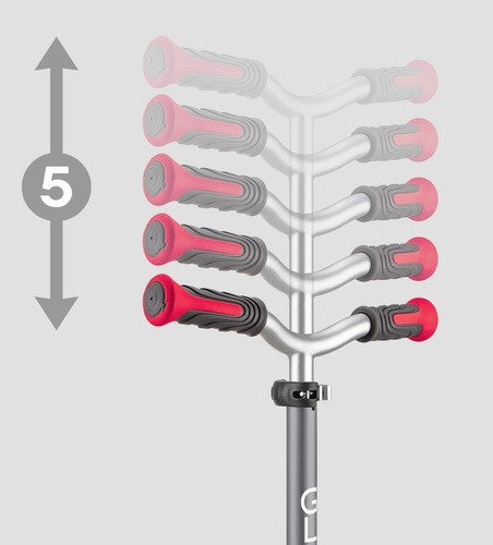 קורקינט 3 גלגלים גלובר מאסטר Globber Master מנגנון היגוי בהטייה, גובה מתכוונן, צבע שחור אדום