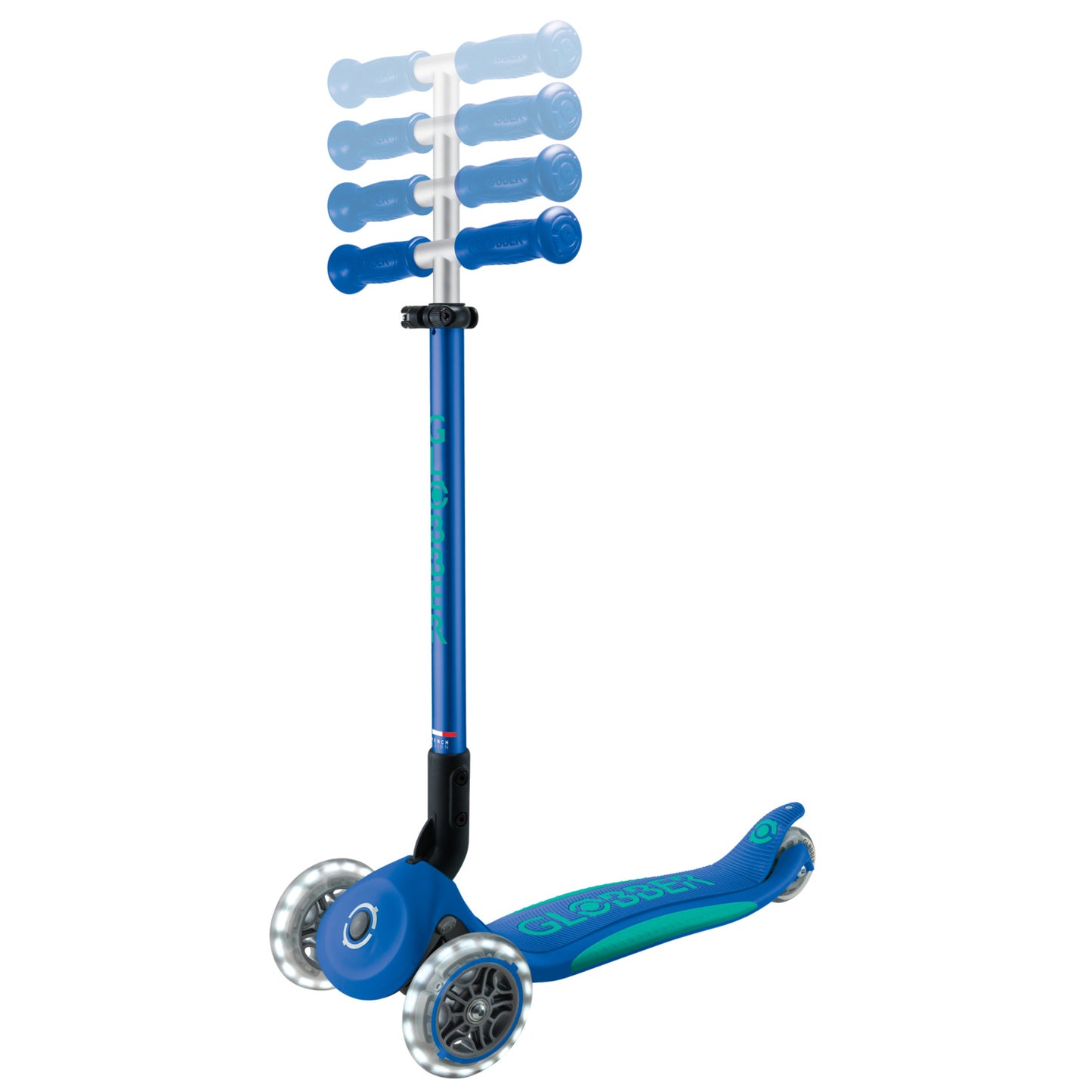 קורקינט 3 גלגלים מתקפל עם אורות גלובר GLOBBER ELITE LIGHTS – כחול