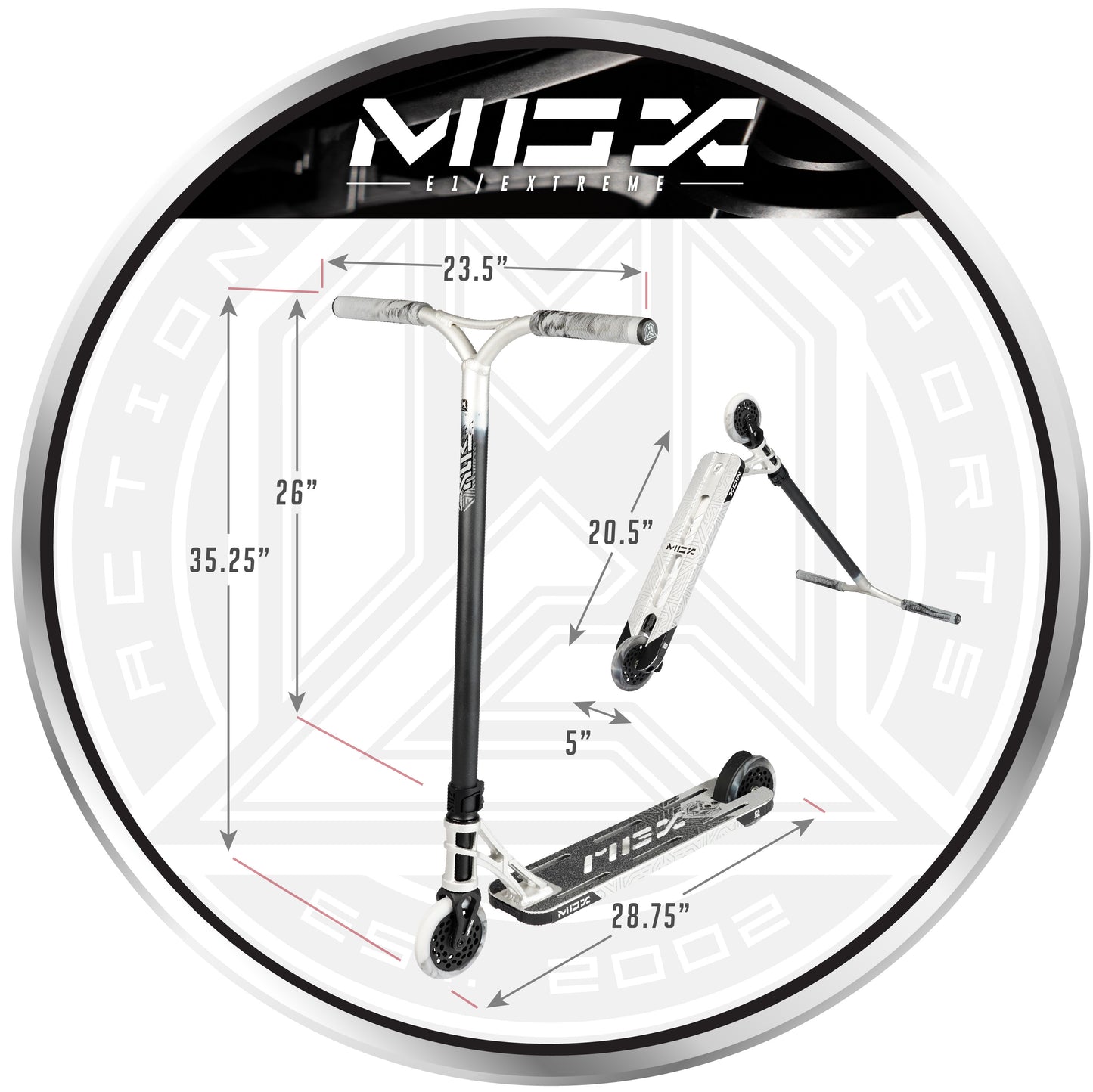 קורקינט פעלולים MGX E1 Extreme אקסטרים כסוף שחור