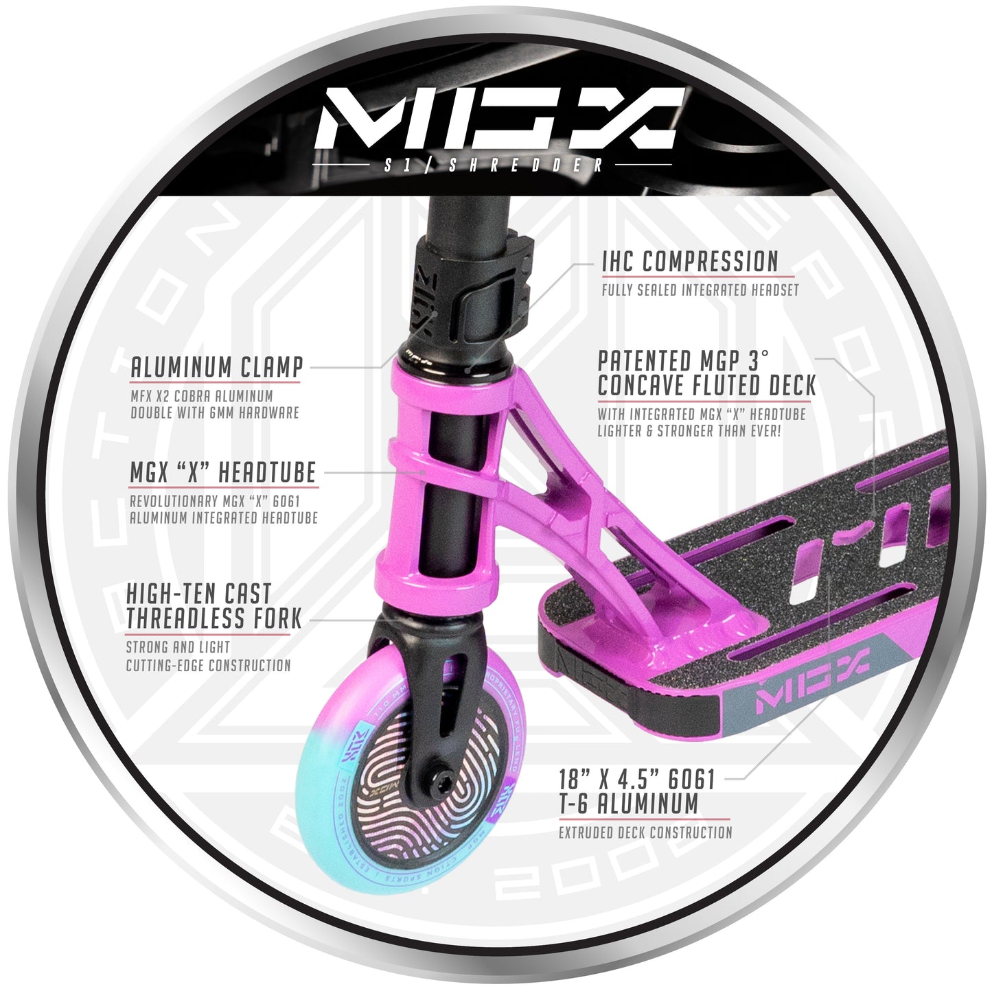 קורקינט פעלולים MGX S1 Shredder שרדר סגול תכלת