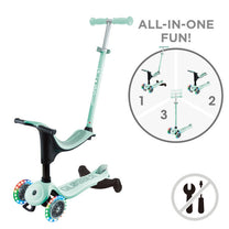 קורקינט 3 גלגלים גלובר גו אפ ספורטי Globber Go Up Sporty 360  נסיעה ב דחיפה/ ישיבה / עמידה  3 ב1  צבע ורוד