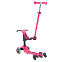 קורקינט 3 גלגלים גלובר גו אפ ספורטי Globber Go Up Sporty 360  נסיעה ב דחיפה/ ישיבה / עמידה  3 ב1  צבע ורוד