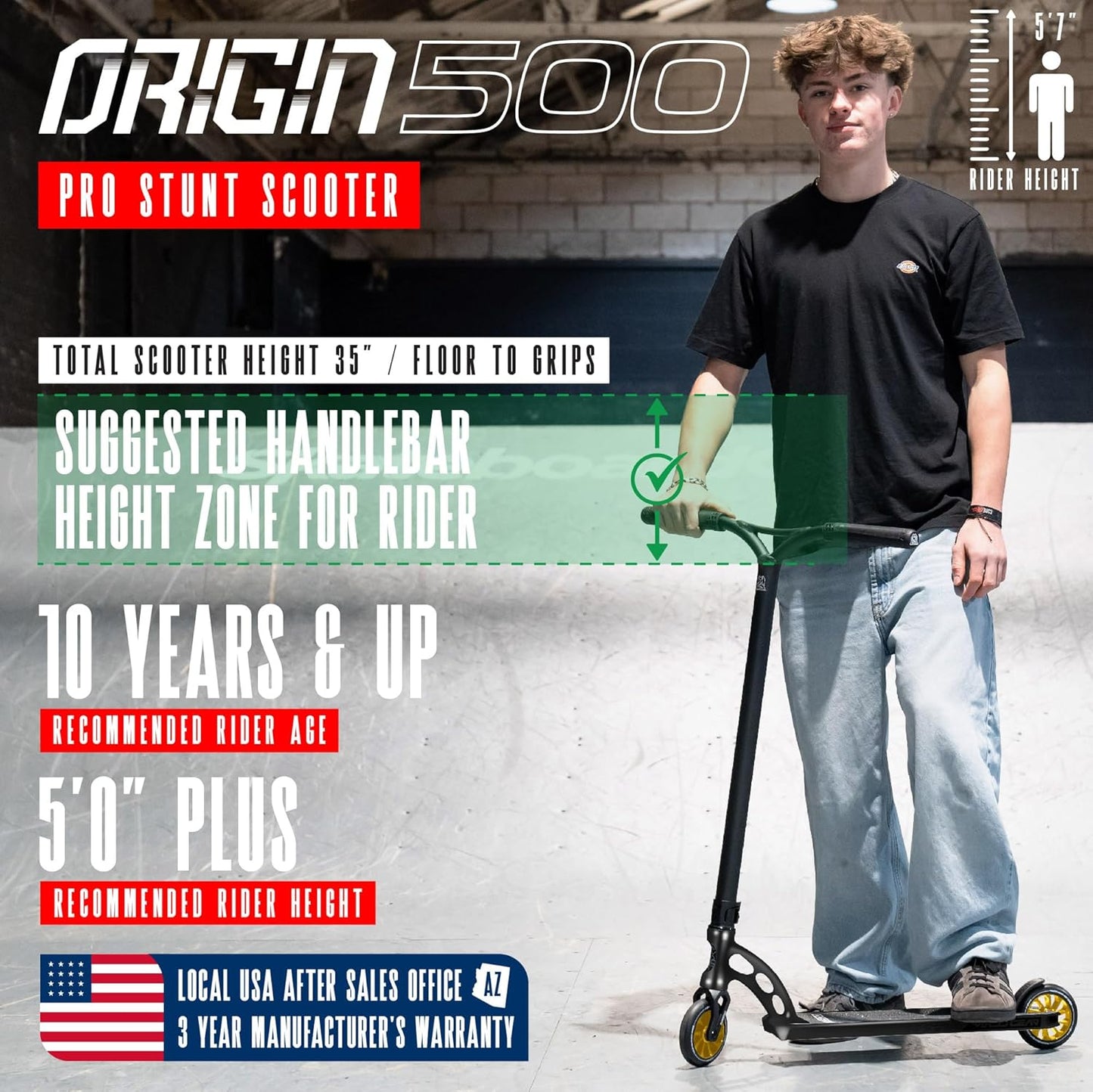 קורקינט פעלולים אוריג'ין 500 MGP ORIGIN הסדרה קלת המשקל צבע שחור נוצץ