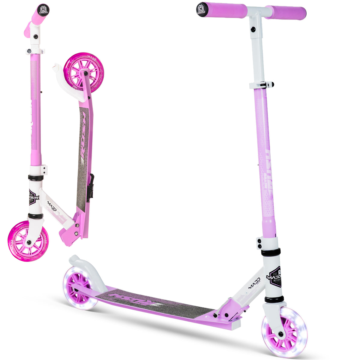 קורקינט מתקפל לילדים Madd Gear Metro Rush 125 Light-Up לבן/סגול