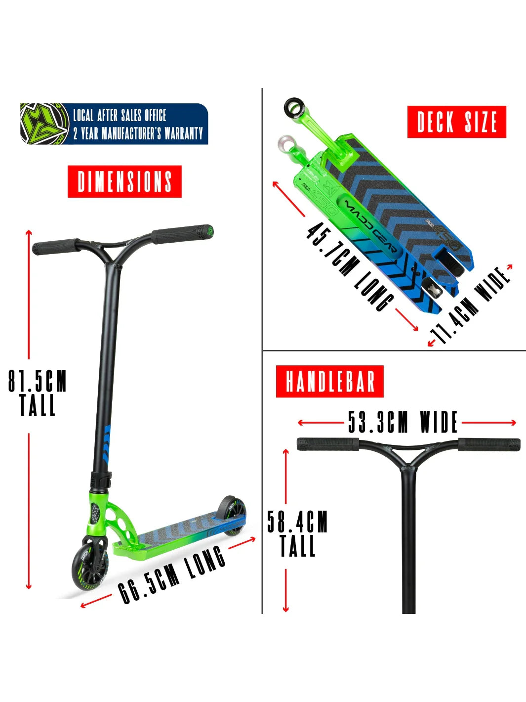 קורקינט פעלולים MGP Origin 450 |  קל משקל 3.08 ק"ג | מגיל 8+