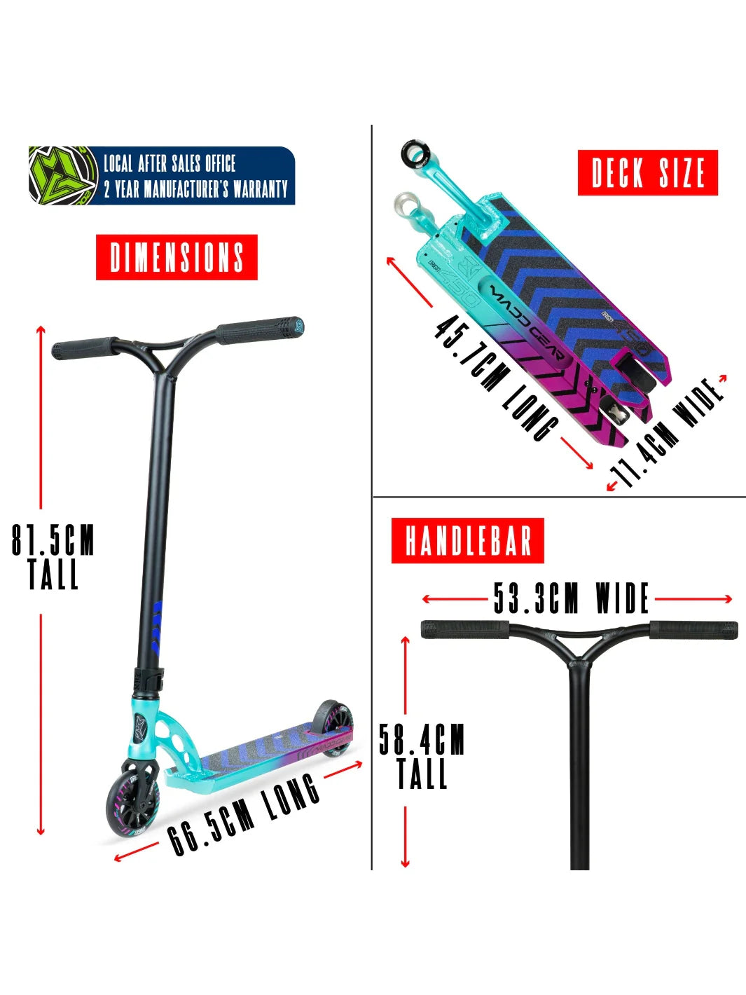 קורקינט פעלולים MGP Origin 450 |  קל משקל 3.08 ק"ג | מגיל 8+