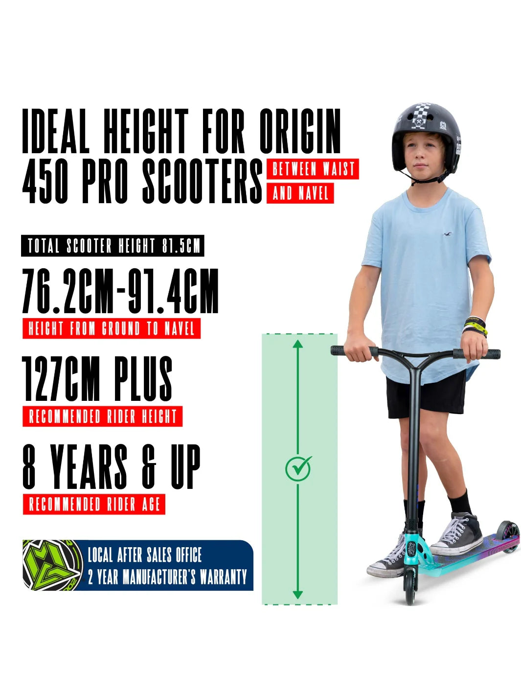 קורקינט פעלולים MGP Origin 450 |  קל משקל 3.08 ק"ג | מגיל 8+