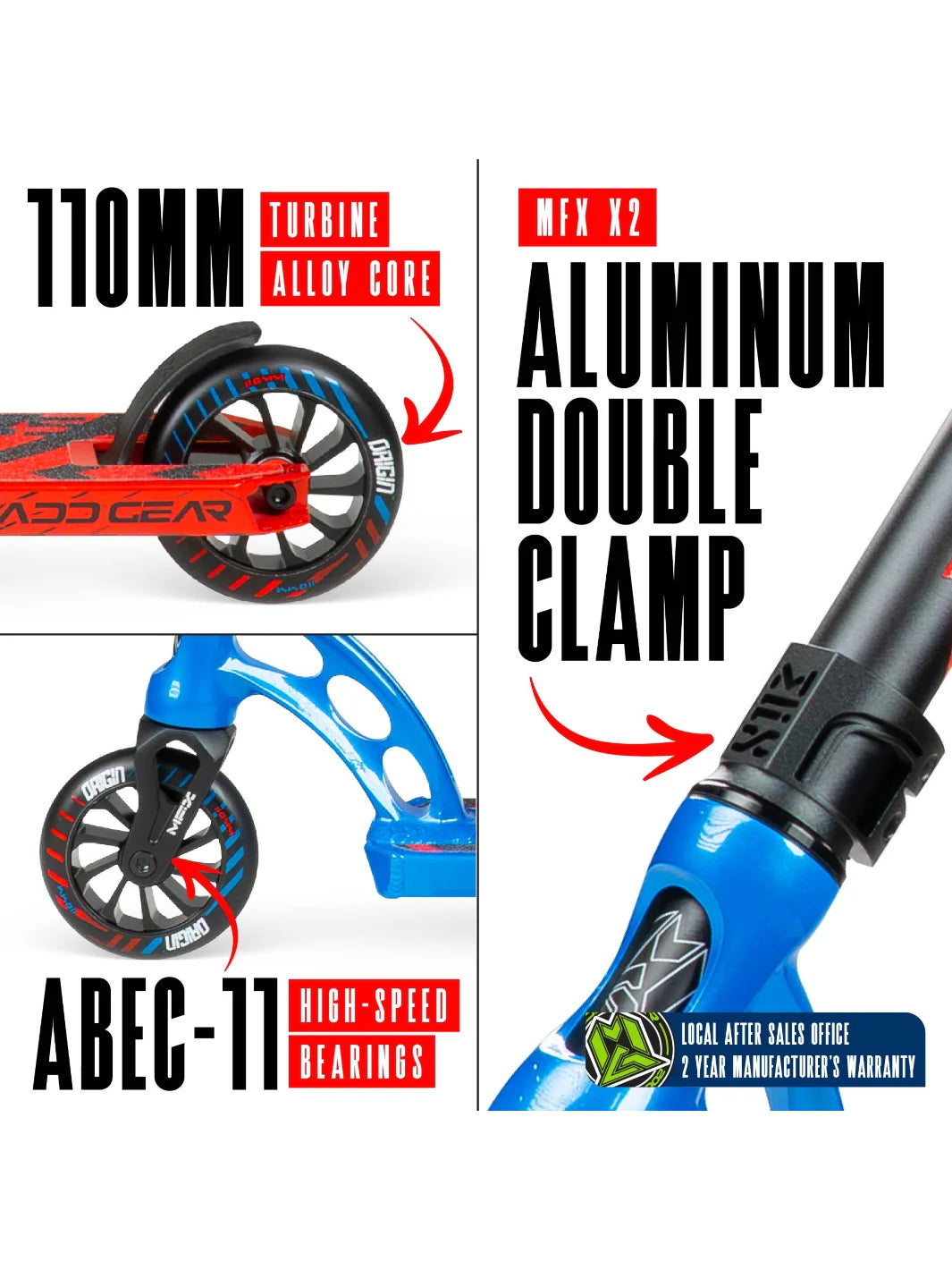 קורקינט פעלולים MGP Origin 450 |  קל משקל 3.08 ק"ג | מגיל 8+