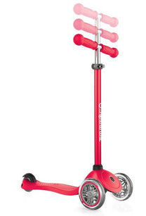 קורקינט לילדים 3 גלגלים גלובר פרימו Globber Primo מנגנון היגוי בהטייה, גובה מתכוונן, צבע אדום