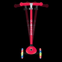 קורקינט לילדים 3 גלגלים גלובר פרימו לייטס Globber Primo Lights מנגנון היגוי בהטייה, גובה מתכוונן, צבע אדום