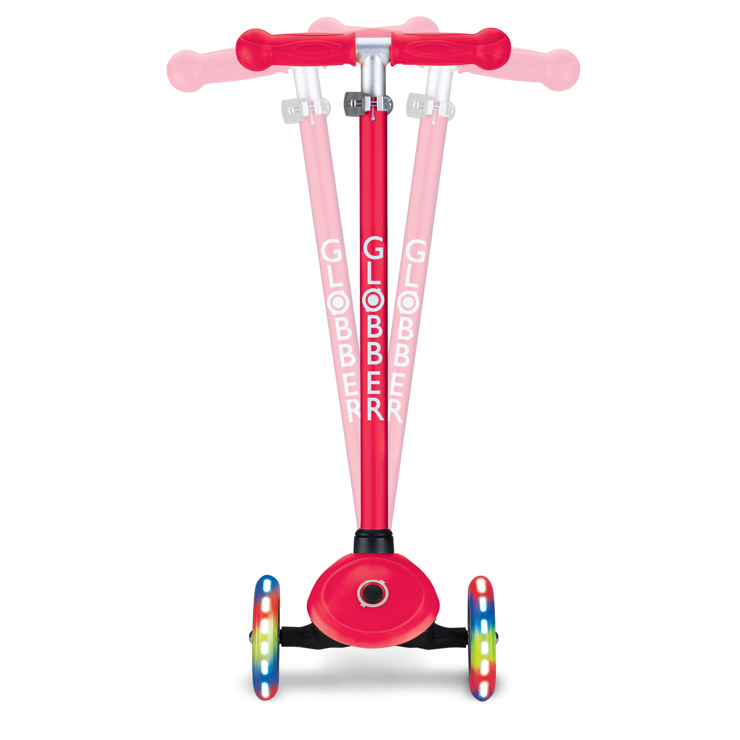 קורקינט לילדים 3 גלגלים גלובר פרימו לייטס Globber Primo Lights מנגנון היגוי בהטייה, גובה מתכוונן, צבע אדום