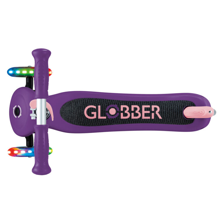 קורקינט לילדים 3 גלגלים גלובר פרימו עם אורות Globber Primo Lights היגוי בהטייה, גובה מתכוונן, צבע סגול