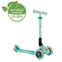 קורקינט לילדים 3 גלגלים גלובר פרימו ג'וניור מתקפל עם אורות בגלגלים (האורות ניתנים לביטול) ירוק מנטה Globber Primo Junior foldable מנגנון היגוי בהטייה, גובה מתכוונן