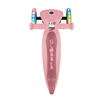 קורקינט לילדים 3 גלגלים גלובר פרימו ג'וניור מתקפל עם אורות בגלגלים (האורות ניתנים לביטול) ורוד פסטל Globber Primo Junior foldable מנגנון היגוי בהטייה, גובה מתכוונן