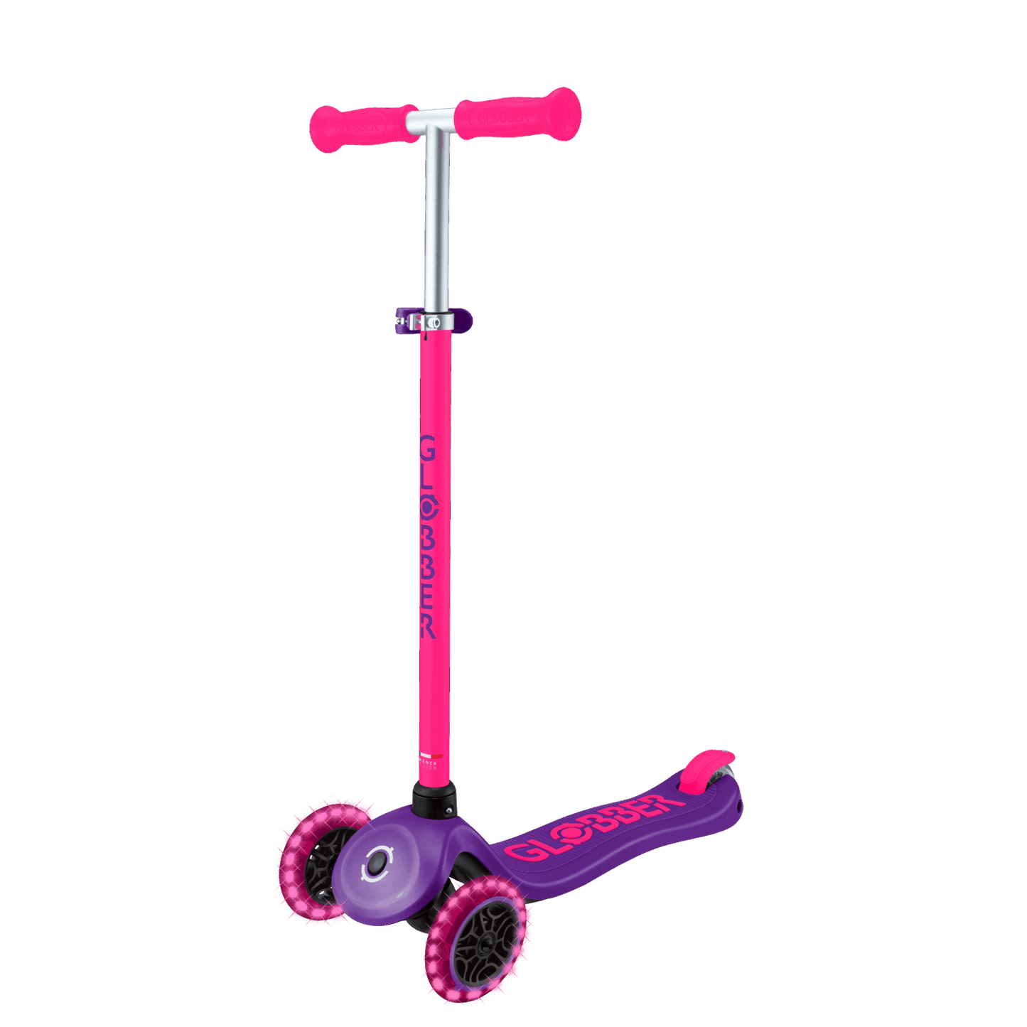 קורקינט 3 גלגלים חכם לילדים ורוד Globber דגם Primo PLUS Lights NEON – סדרת Ecologic מוצר זה זמין לפרה-אורדר. המשלוח יתבצע החל מתאריך 18.6.2026