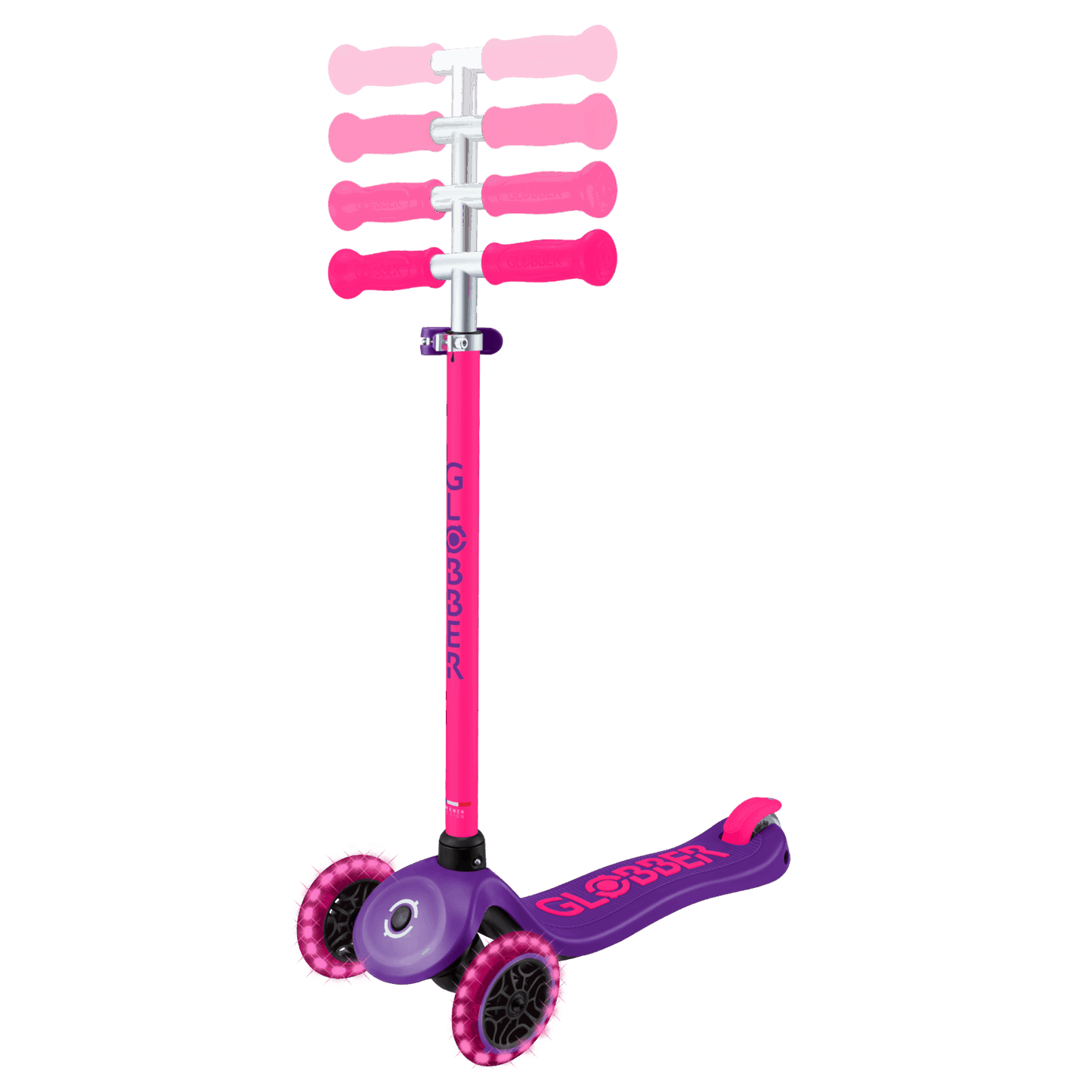 קורקינט 3 גלגלים חכם לילדים ורוד Globber דגם Primo PLUS Lights NEON – סדרת Ecologic מוצר זה זמין לפרה-אורדר. המשלוח יתבצע החל מתאריך 18.6.2026