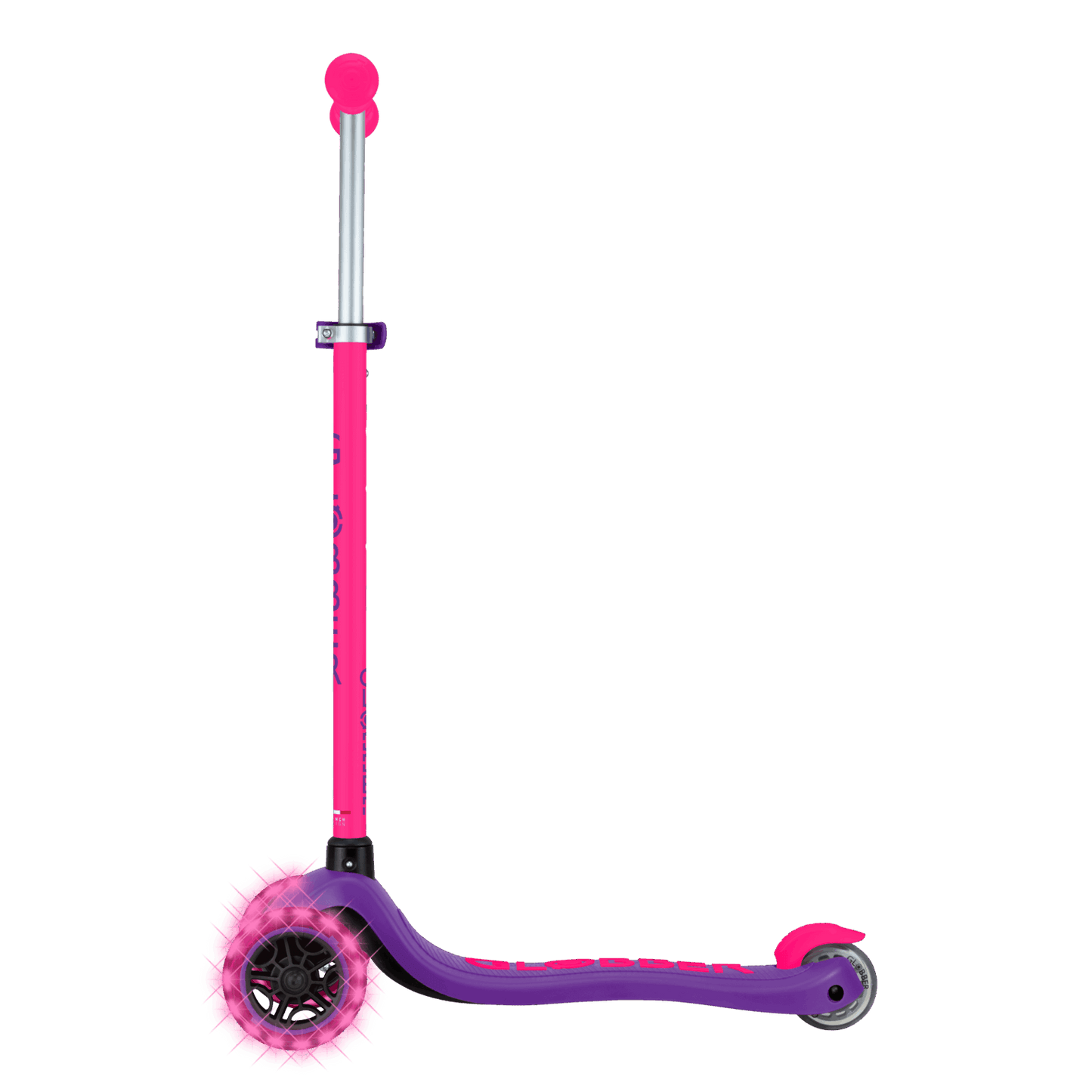קורקינט 3 גלגלים חכם לילדים ורוד Globber דגם Primo PLUS Lights NEON – סדרת Ecologic מוצר זה זמין לפרה-אורדר. המשלוח יתבצע החל מתאריך 18.6.2026