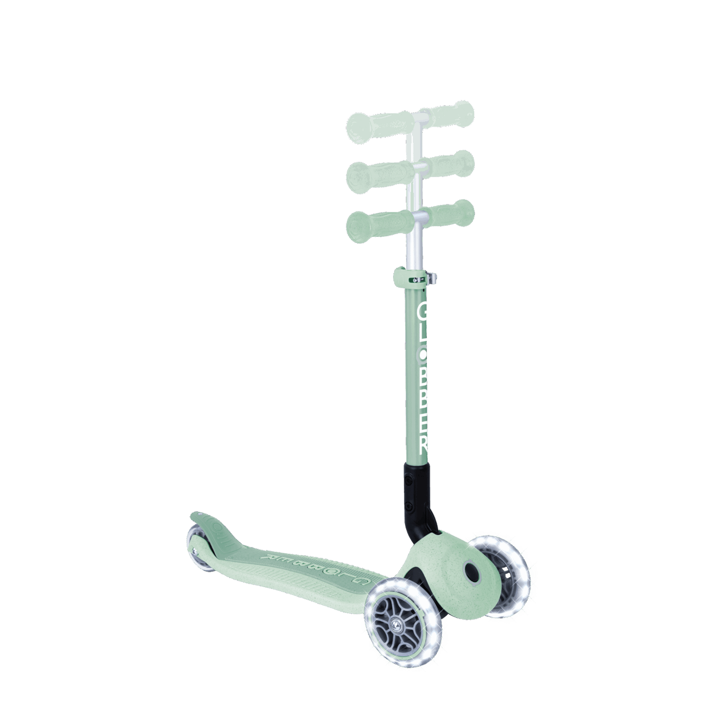 קורקינט 3 גלגלים מתקפל לילדים Globber דגם Primo Junior Lights (האורות ניתנים לביטול) – סדרת Ecologic פיסטוק