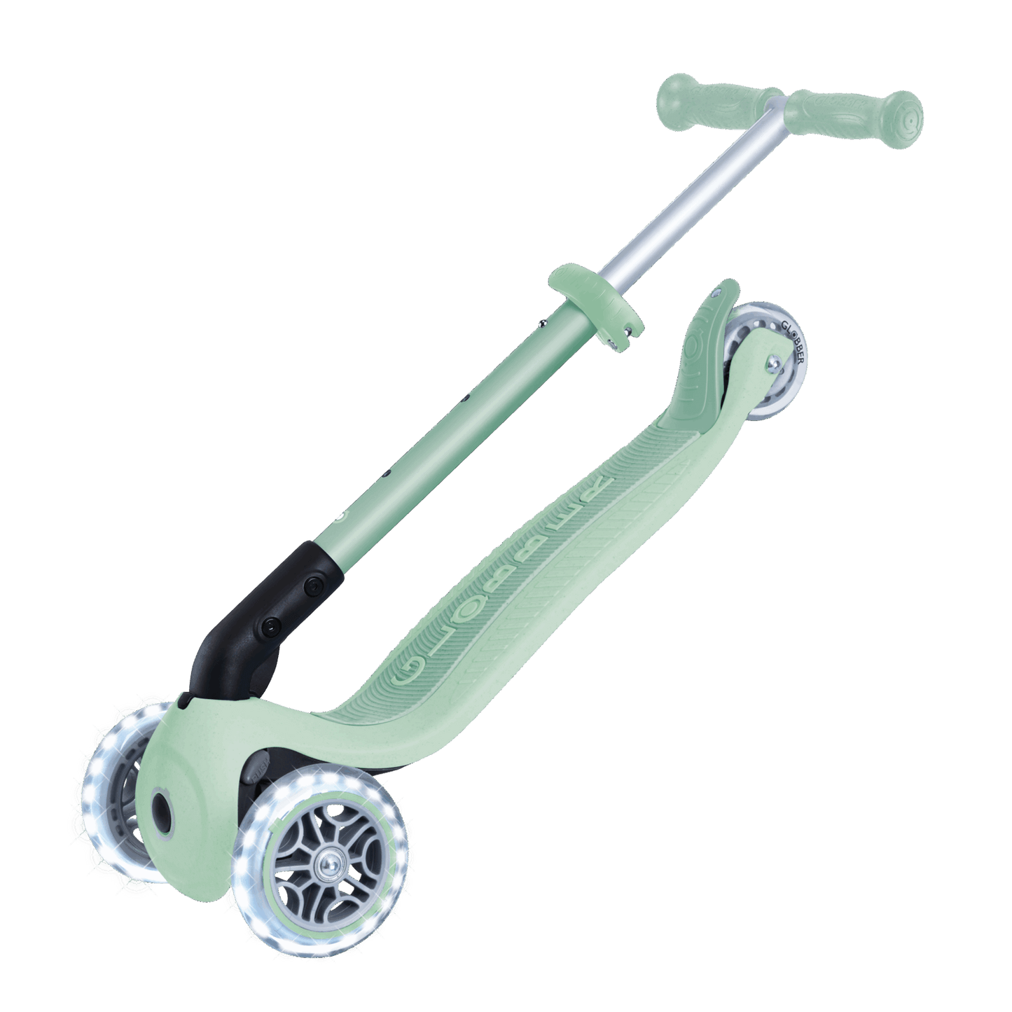 קורקינט 3 גלגלים מתקפל לילדים Globber דגם Primo Junior Lights (האורות ניתנים לביטול) – סדרת Ecologic פיסטוק