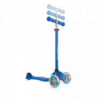 קורקינט לילדים 3 גלגלים גלובר פרימו לייטס Globber Primo Lights היגוי בהטייה, גובה מתכוונן, צבע כחול