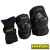 סט מיגון מקצועי Harsh 3 Pack Combo | הגנה לברכיים, מרפקים ופרקי כף היד | שחור