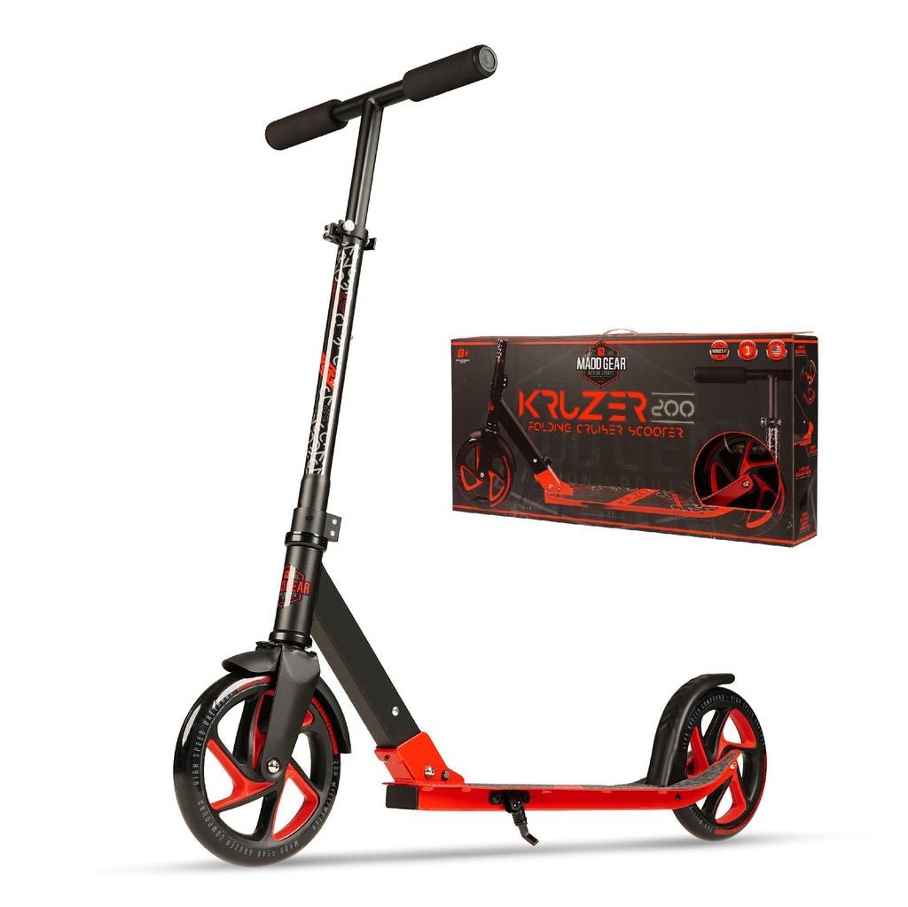 קורקינט מתקפל 2 גלגלים KRUZER 200 אדום שחור
