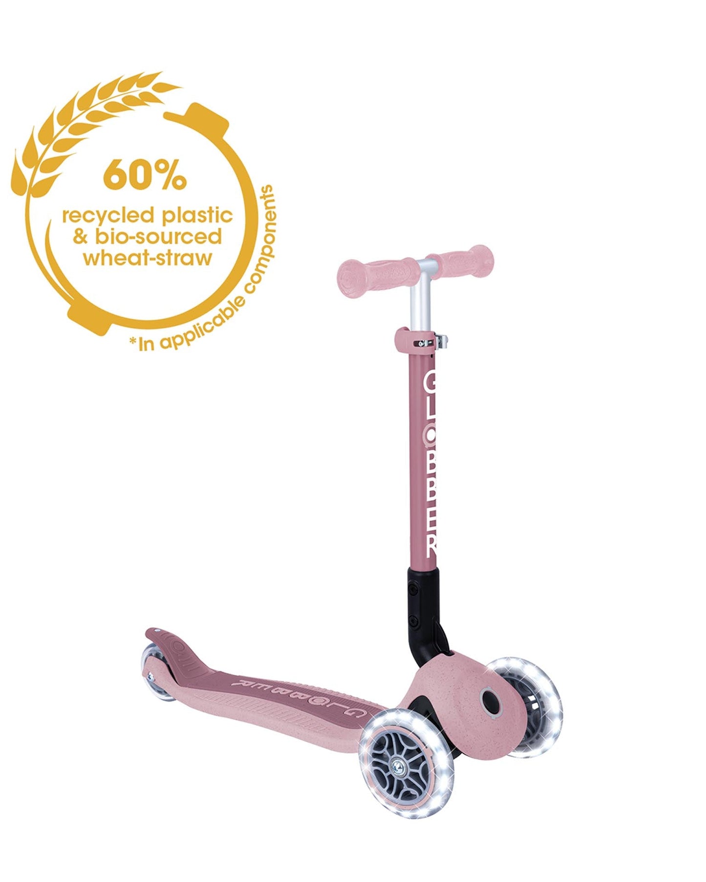 קורקינט 3 גלגלים מתקפל לילדים Globber Primo Junior Lights Pink | מגיל שנתיים